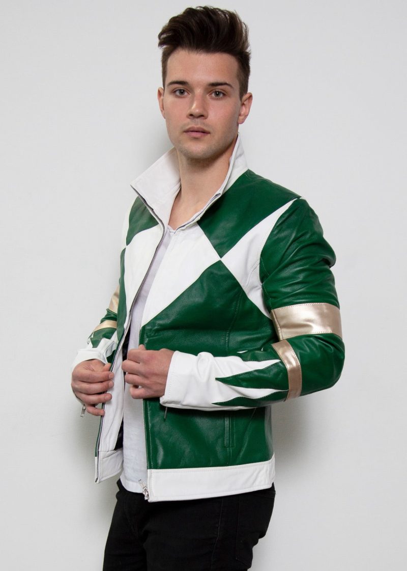 Green Power Ranger shirt leather jacket diamond Jason David Frank