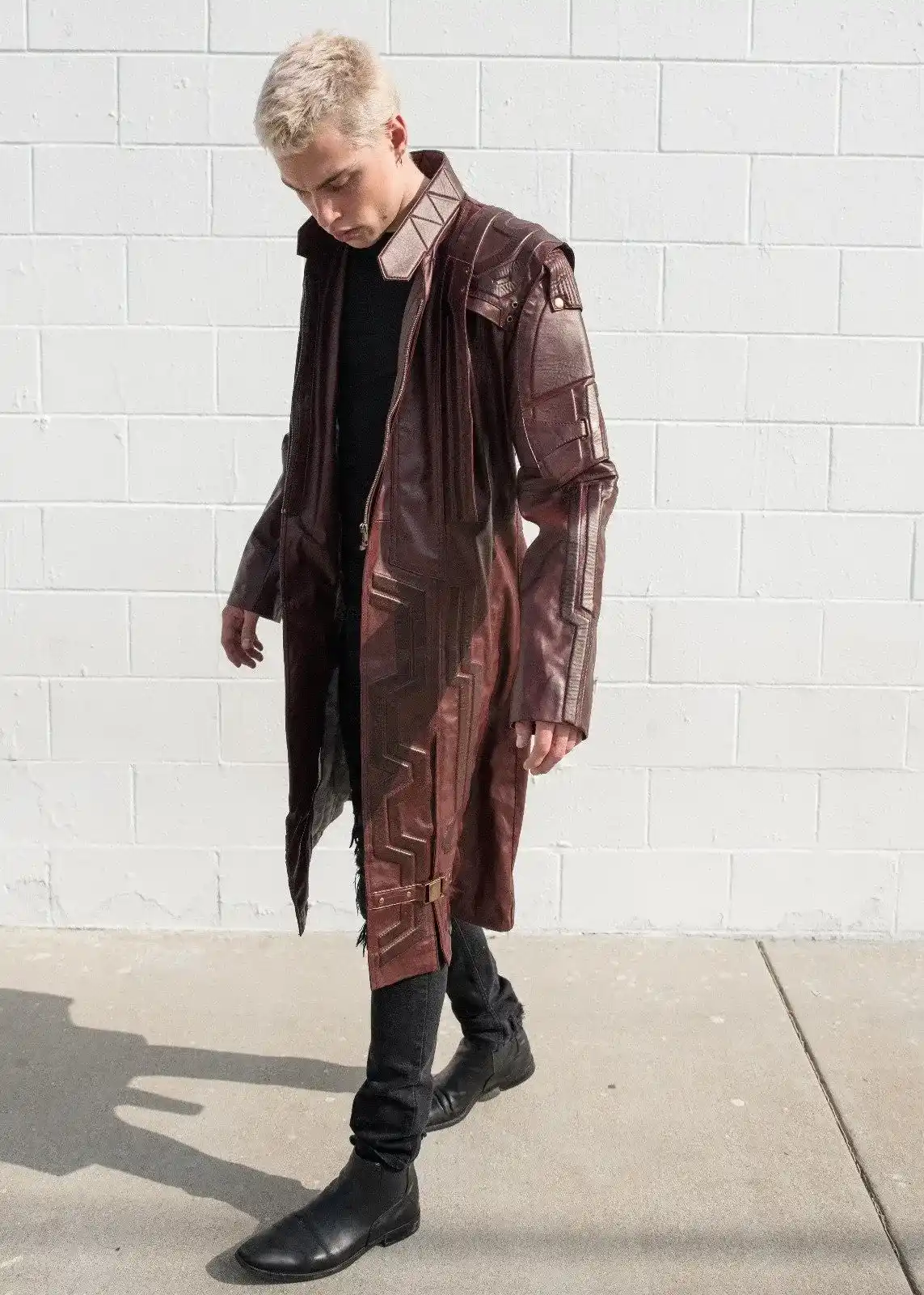 Mens Guardians of Galaxy 2 Star Lord Leather Trench Coat