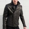 Mens Hawthorne Black Quilted Leather Jacket