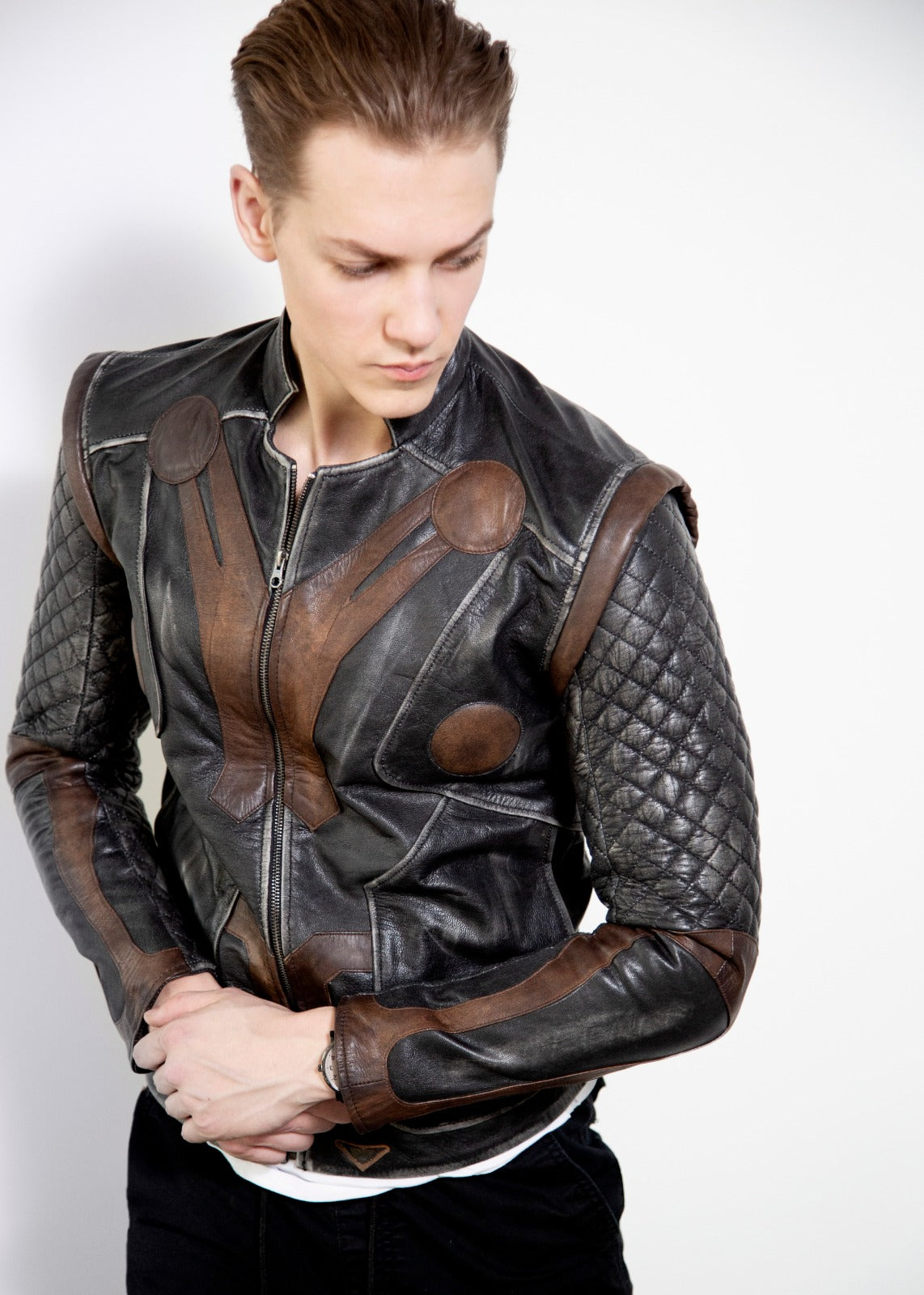 Mens Thor ragnarok Vintage Quilted Leather Motorcycle Jacket