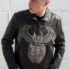 Mens Venom Spiderman Leather Jacket Black