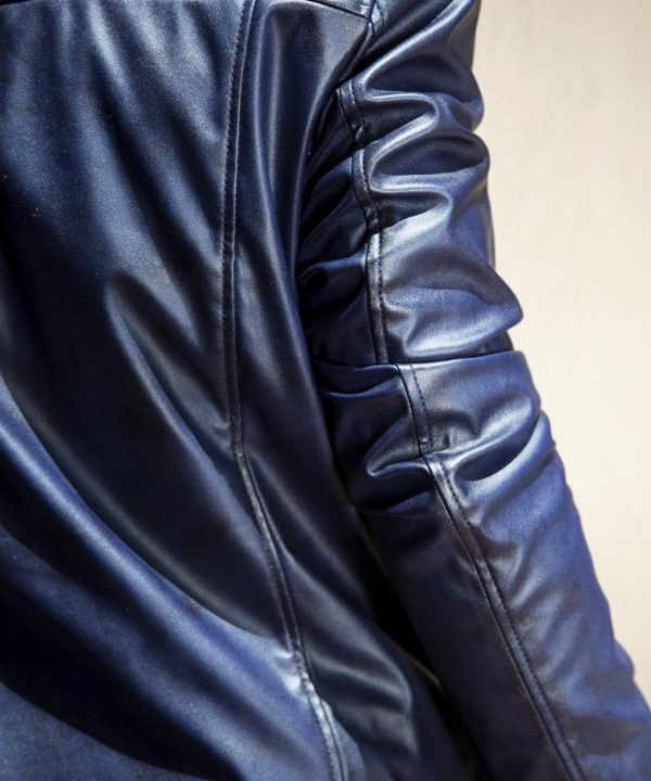 Mens Spiderman Venom Leather Jacket Blue Weathered