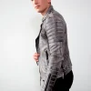 Mens Charcoal Gray Quilted Leather Motorcycle Jacket