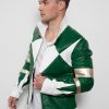 Tommys Green Power Ranger Leather Jacket MMPR Cosplay Costume