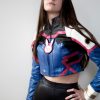 Womens Overwatch DVA Crop Top Leather Jacket Blue