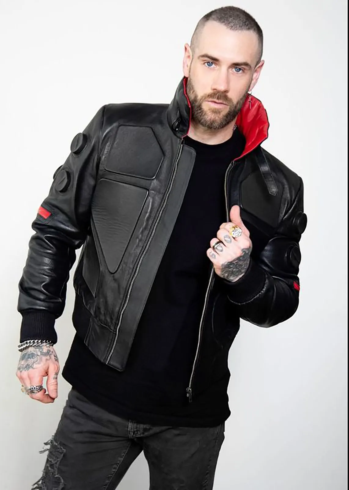 Buy Mens Cyberpunk 2077 Jackie Valentinos Black Leather Jacket