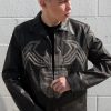 Mens Venom Spiderman Leather Jacket Black