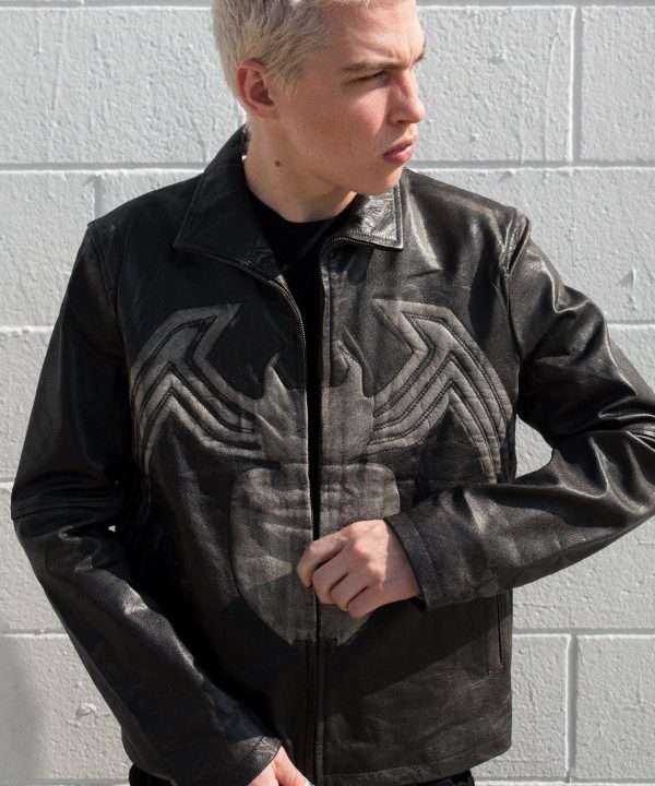 Mens Venom Spiderman Leather Jacket Black