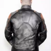 deathstroke orange gray real leather jacket