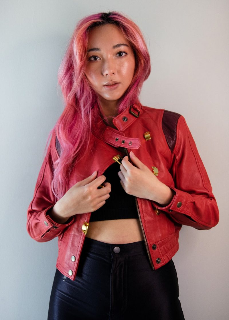 Womens Akira Red Leather Jacket Anime kaneda Crop Top Zip