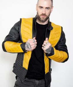 Scorpion mortal kombat classic Skin Costume yellow real leather cosplay jacket