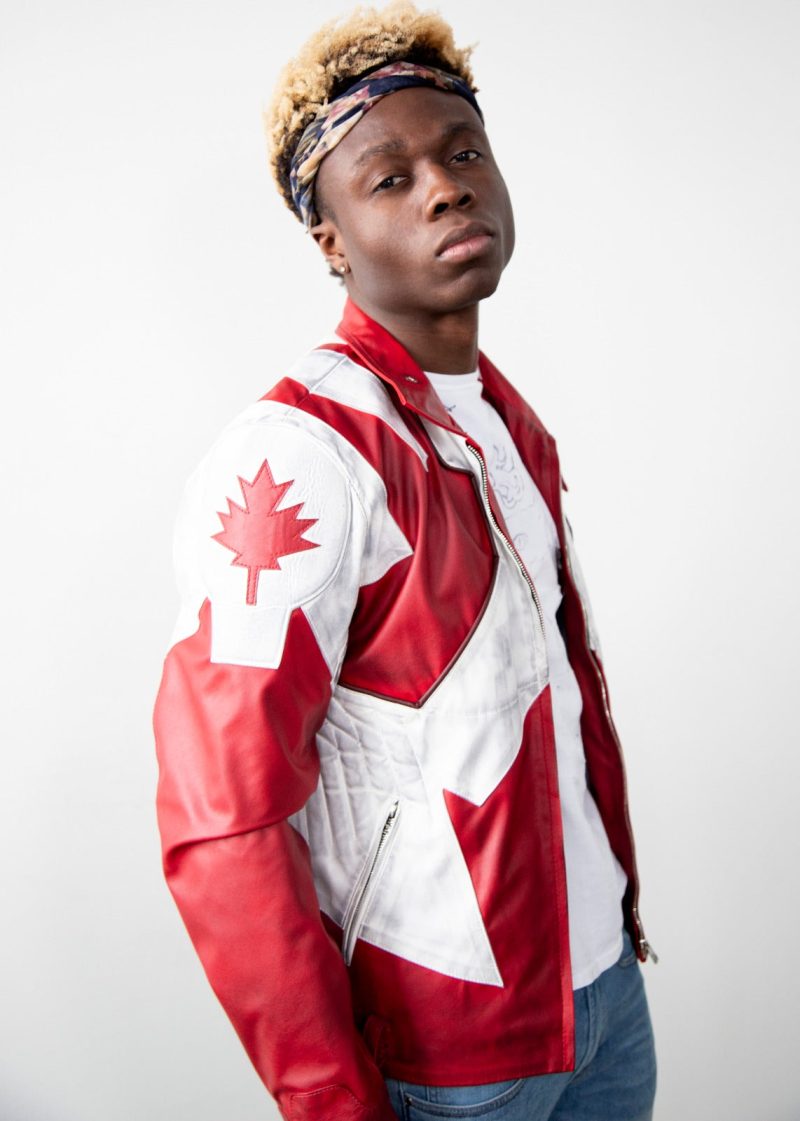 Mens Captain Canuck Comic Red White Leather Jacket