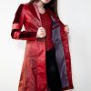 Womens Scarlet Witch Red Leather Trench Coat