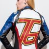 Women Soldier 76 Leather Jacket Blue Overwatch Cosplay Motocross Outerwear Luca Designs
