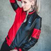 Womens Harley Quinn Leather Jacket Black and Red