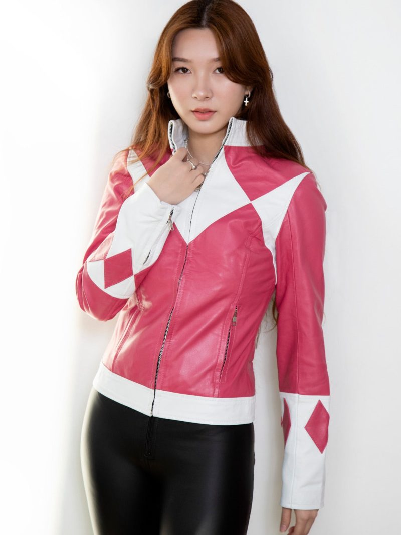 Womens Power Rangers Classic Leather Jacket Pink mmpr