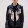 Mens Spiderman Venom Leather Jacket Blue Weathered Symbiote Carnage