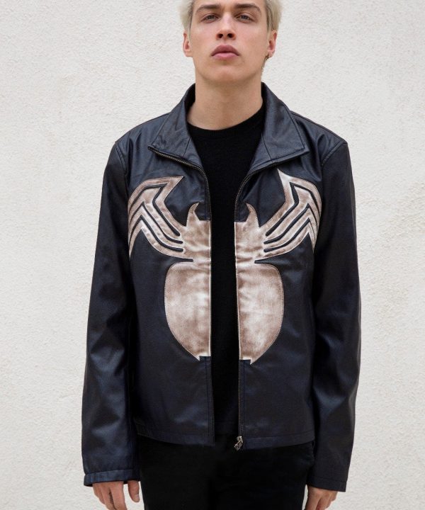Mens Spiderman Venom Leather Jacket Blue Weathered Symbiote Carnage