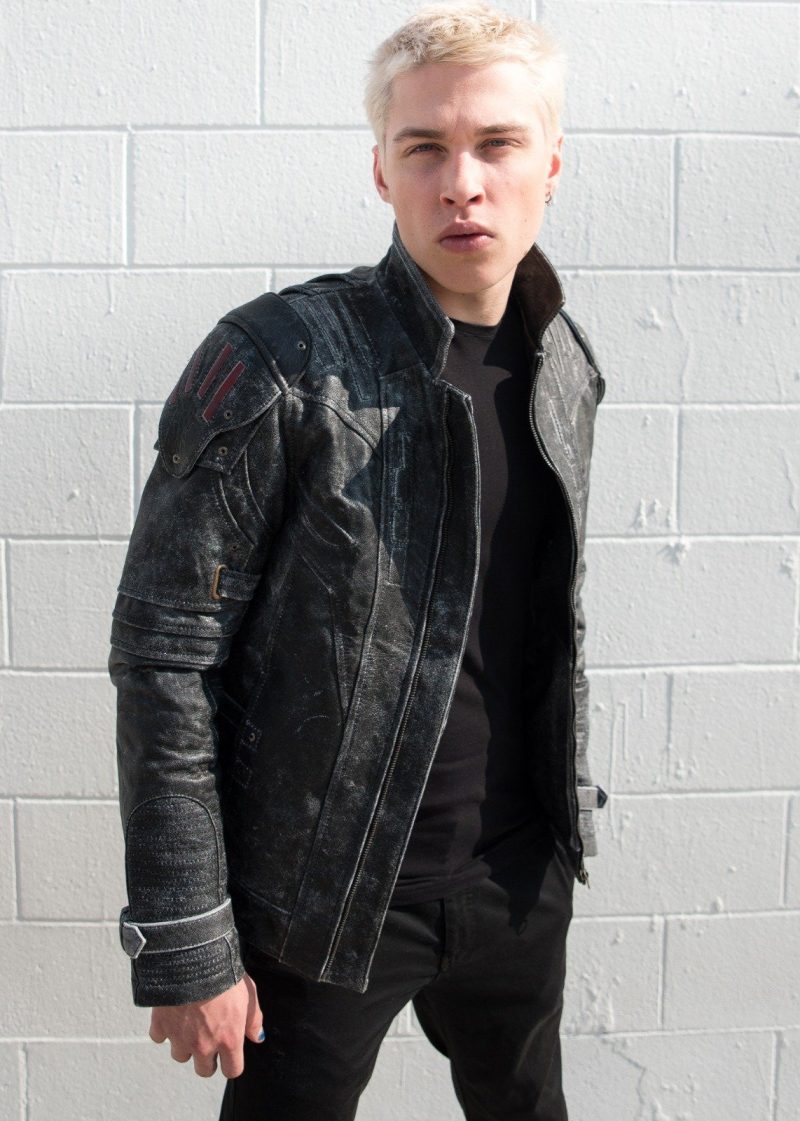 Mens Transformers Autobot Shield Leather Jacket Black Armor