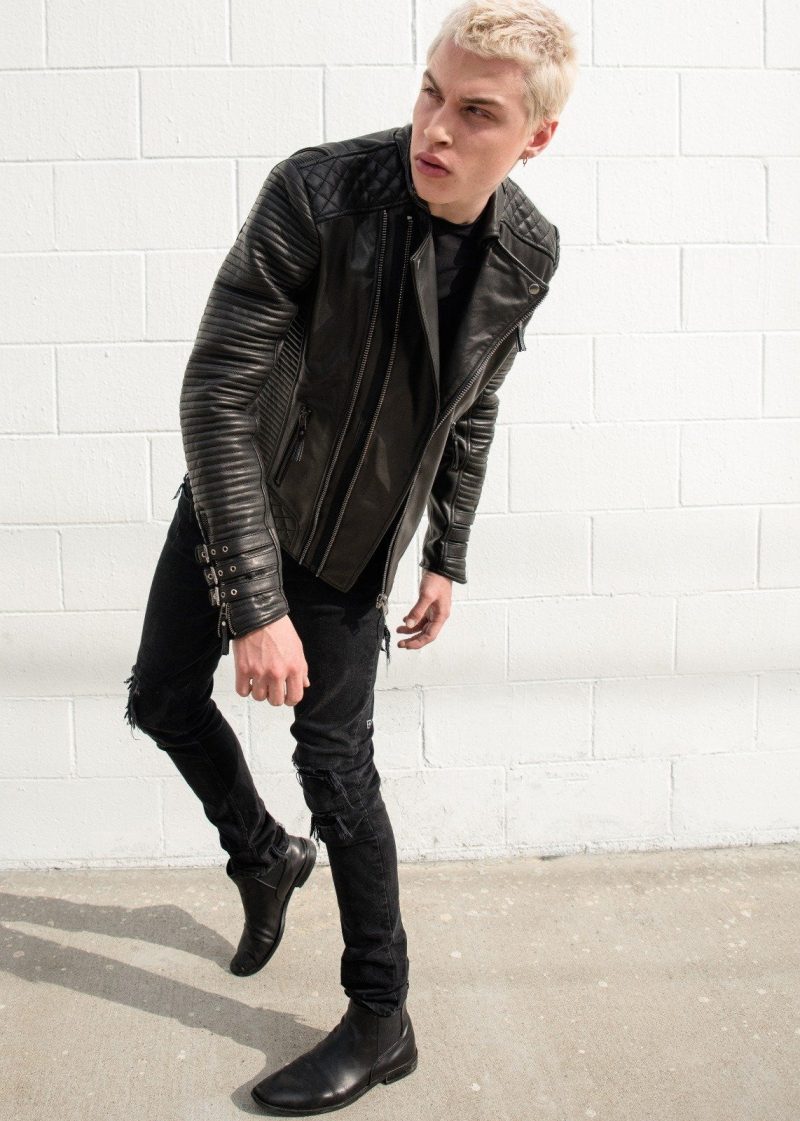 Mens Hawthorne Heights Leather Jacket Black
