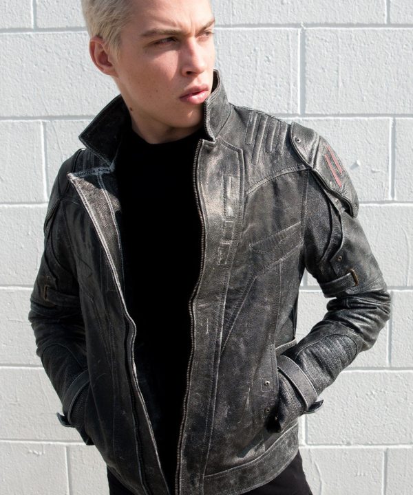 Mens Transformers Autobot Shield Leather Jacket Black Armor