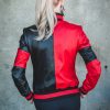 Womens Harley Quinn Leather Jacket Black and Red