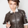 Womens Overwatch Tracer Jacket Brown Leather White Fur Lining
