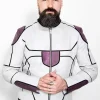 mens frieza DBZ white purple leather jacket