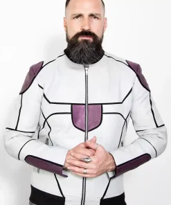 mens frieza DBZ white purple leather jacket