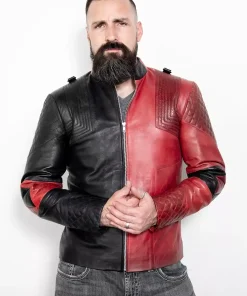 mens harley quinn leather jacket