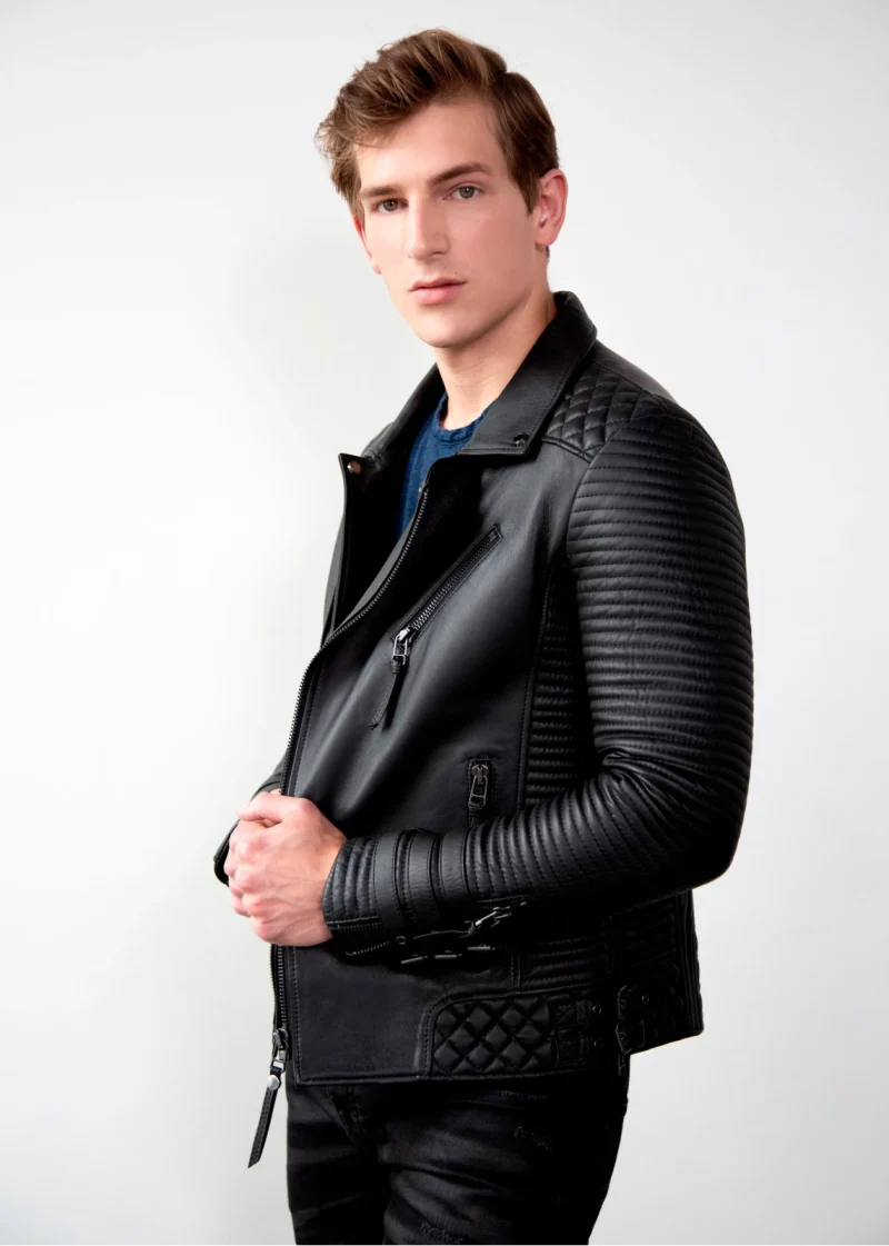 Mens Hawthorne Black Quilted Leather Jacket