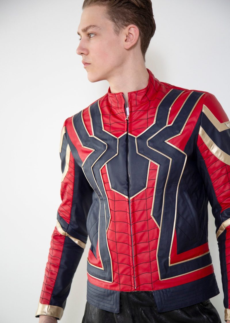 Mens Iron Spider Homecoming Tom Holland Leather Jacket