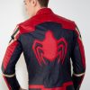 Mens Iron Spider Red, Black & Gold Avengers Leather Jacket