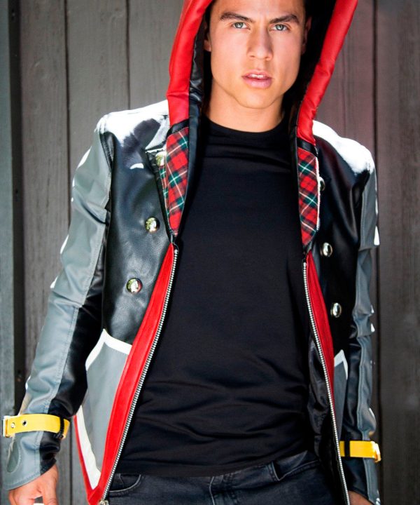 Mens Kingdom Hearts Sora hoodie Leather Jacket