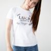 Womens Luca Designs White & Chrome Logo Graphic T-Shirt