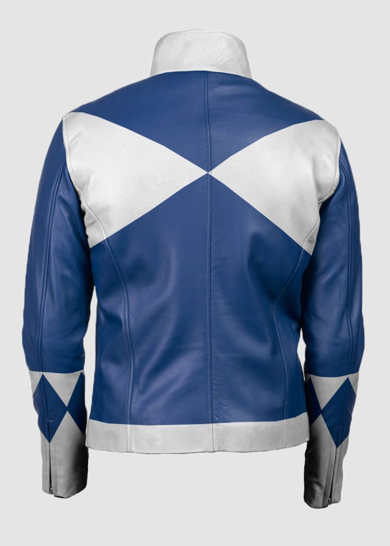 Mens Power Rangers Classic Leather Jacket Blue