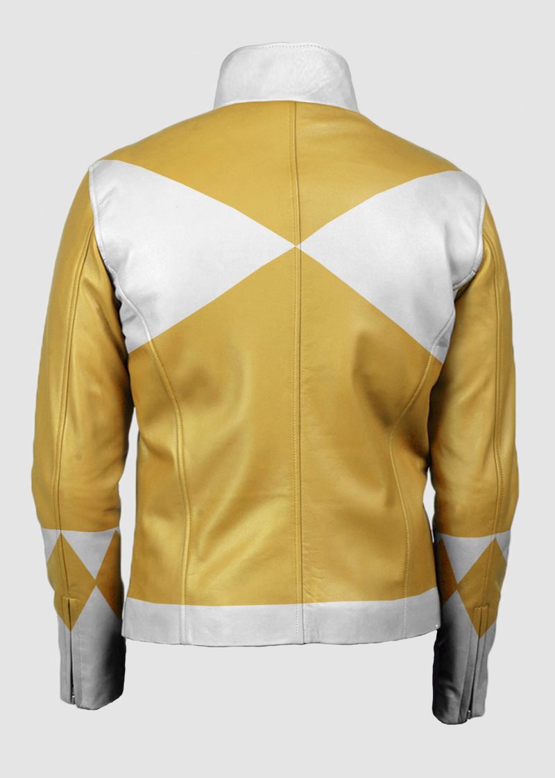 Womens Power Rangers Classic Leather Jacket Yellow