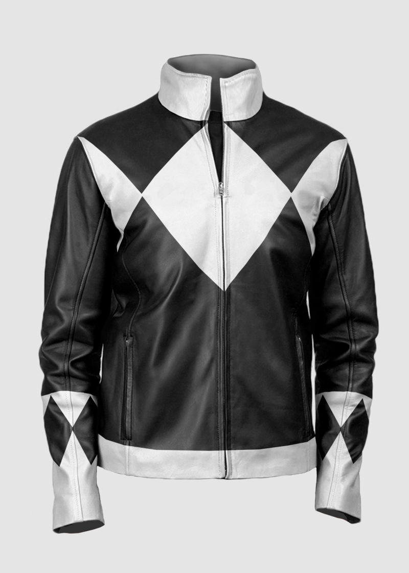 Mens Power Rangers Classic Leather Jacket Black