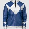 Mens Power Rangers Classic Leather Jacket Blue