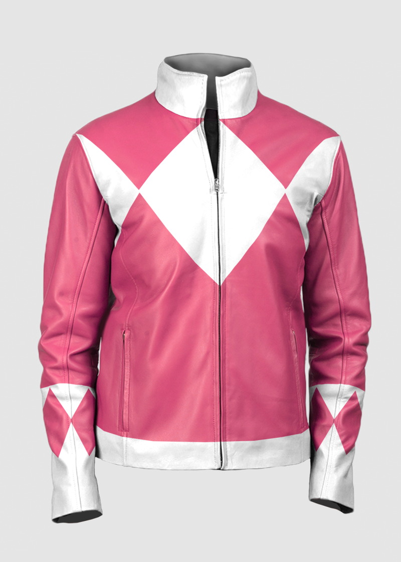 Womens Power Rangers Classic Leather Jacket Pink