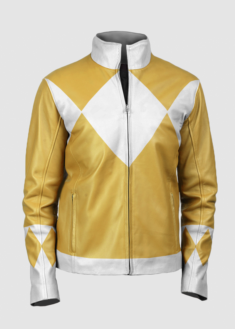 Womens Power Rangers Classic Leather Jacket - Yellow