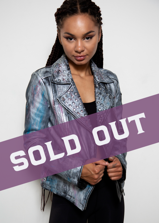 Womens Hand-painted Metallic Color Splash Leather Jacket SOLD OUT
