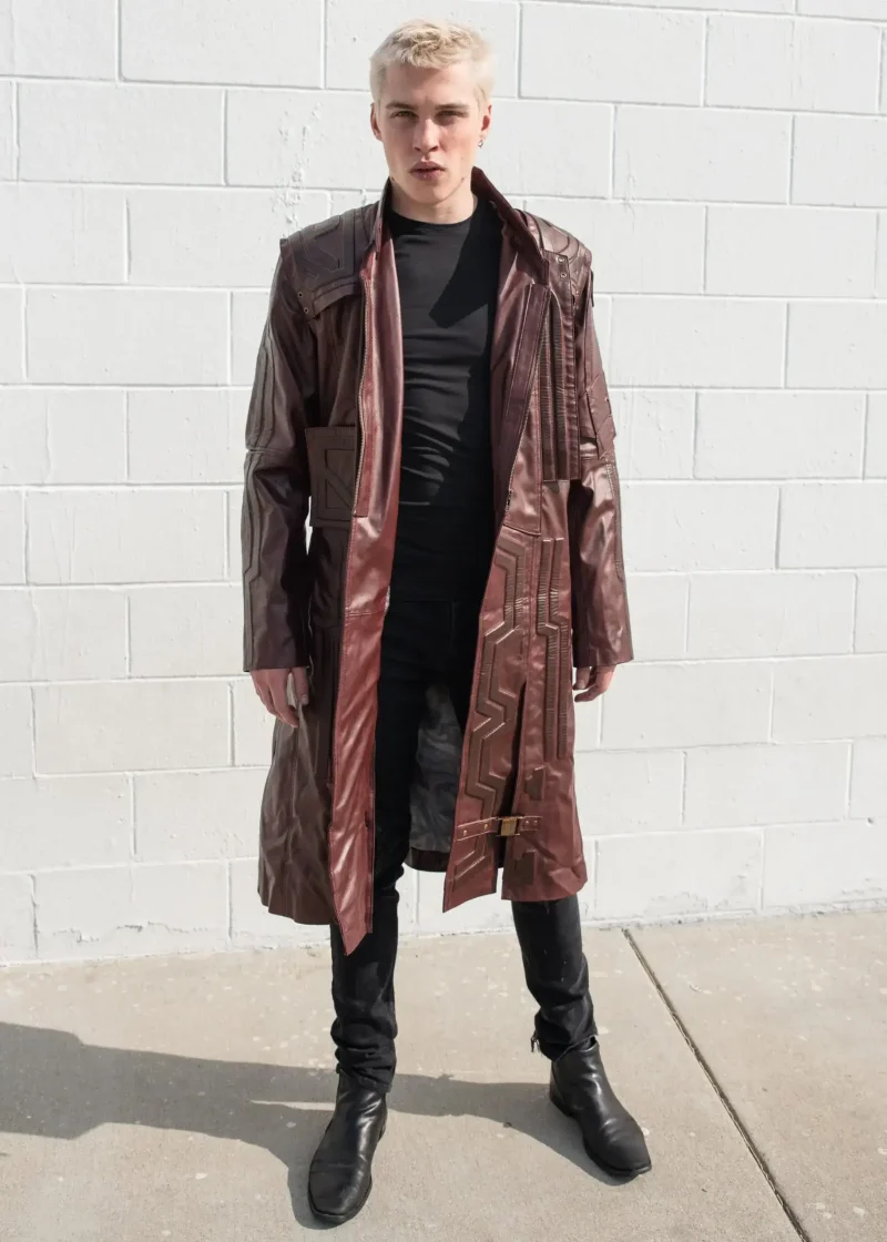 Mens Guardians of Galaxy 2 Star Lord Leather Trench Coat