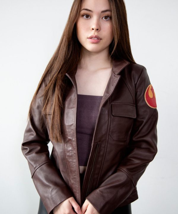 Womens Poe Dameron Rebel Alliance Brown Leather Jacket