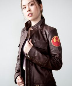 Womens Poe Dameron Rebel Alliance Brown Leather Jacket