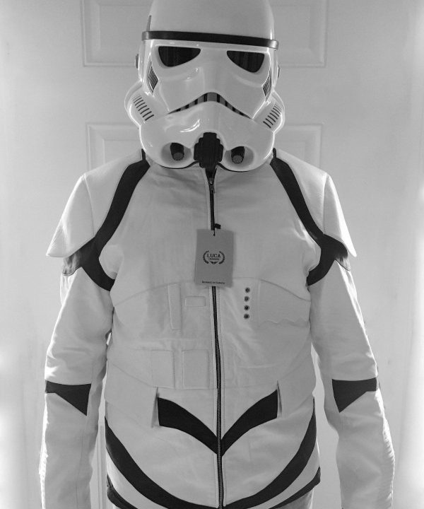 Womens Storm Trooper Leather Jacket White Black