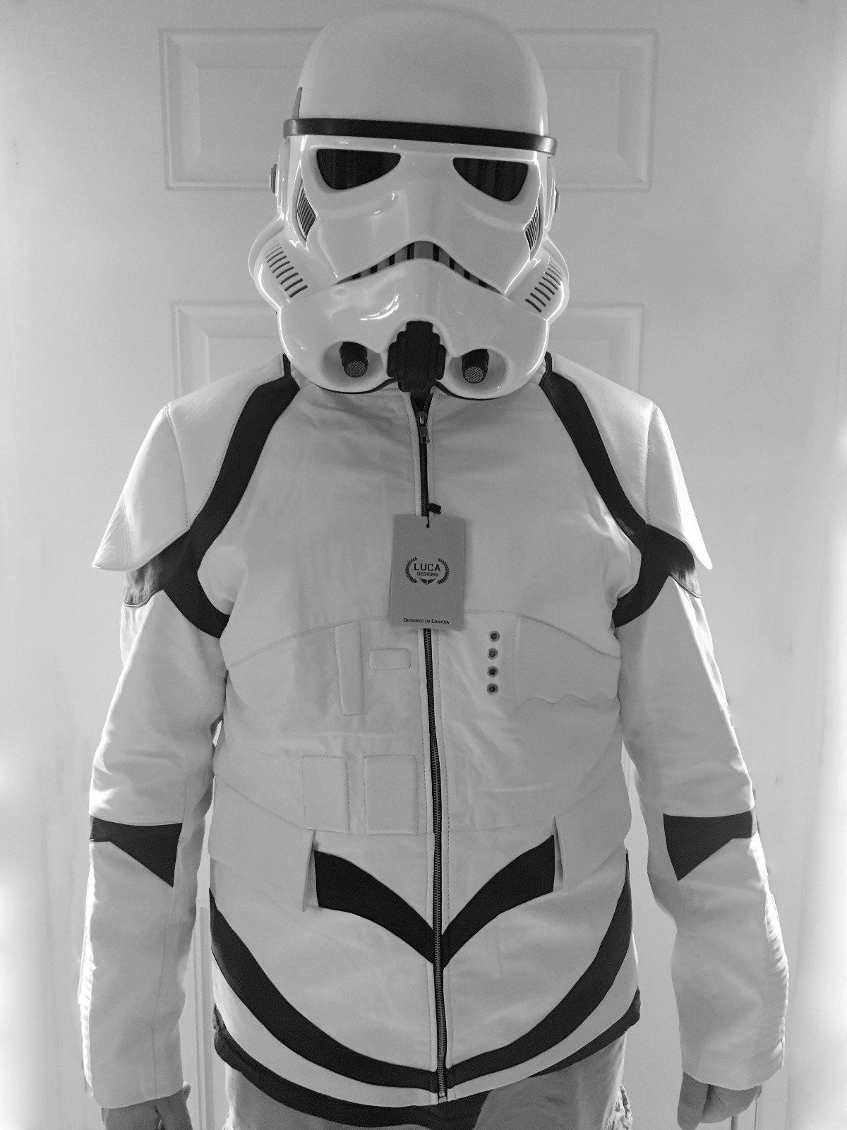 Womens Storm Trooper Leather Jacket White Black