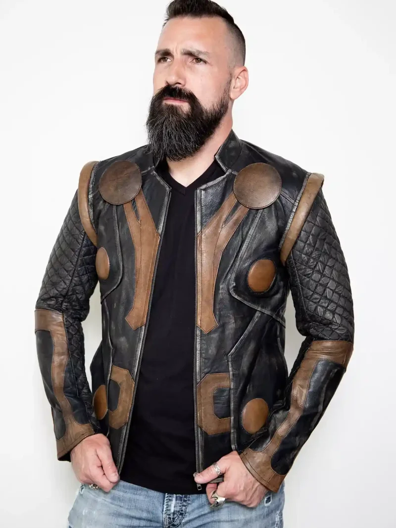 thor viking moto leather jacket for mens