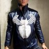 Mens Spiderman Venom Leather Jacket Blue Weathered