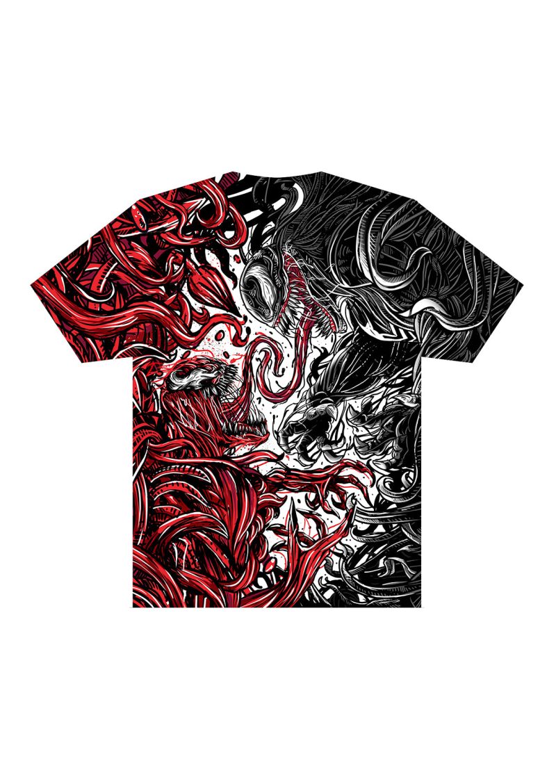 venom vs carnage black & red all over print shirt